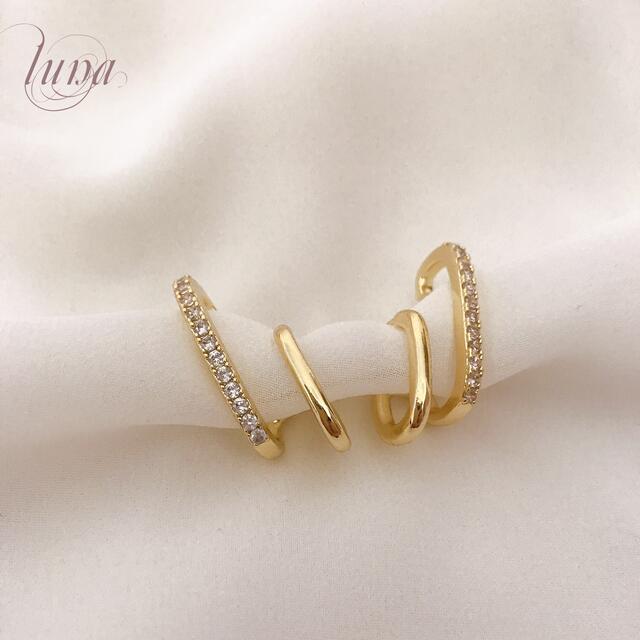 STAR JEWELRY(スタージュエリー)のDouble line cuff pierce ★S925 post gold レディースのアクセサリー(ピアス)の商品写真