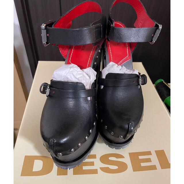 DIESEL 厚底ハイヒール　ブラックレザー　靴