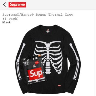 シュプリーム(Supreme)のSupreme Hanes Bones Thermal Crew Black(Tシャツ/カットソー(七分/長袖))