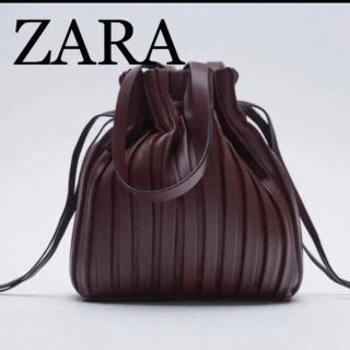 ザラ(ZARA)のZARA プリーツ　バッグ　ハンド　ショルダー　2WAY ボルドー(ハンドバッグ)