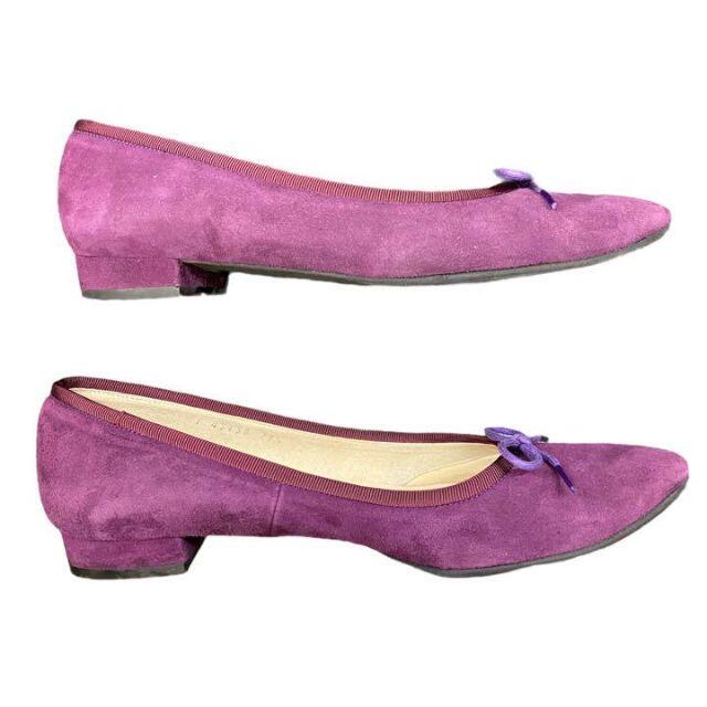 DIANA(ダイアナ)のDIANA フラットシューズ 23.5cm スエード 紫 パープル リボン レディースの靴/シューズ(バレエシューズ)の商品写真
