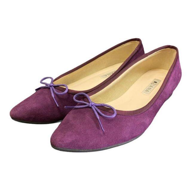 DIANA(ダイアナ)のDIANA フラットシューズ 23.5cm スエード 紫 パープル リボン レディースの靴/シューズ(バレエシューズ)の商品写真
