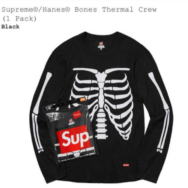 【新作からSALEアイテム等お得な商品満載】 - Supreme Supreme XL Crew Thermal Bones Hanes Tシャツ/カットソー(七分/長袖)