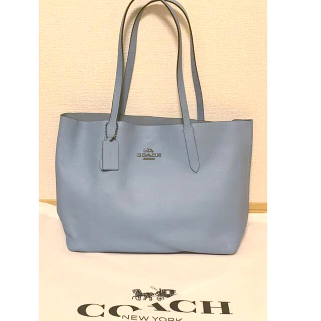 coach トートバッグ　レザー　水色