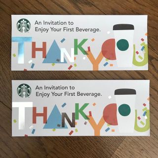 スターバックスコーヒー(Starbucks Coffee)のスターバックス　ドリンクチケット　２枚　即日発送可(フード/ドリンク券)