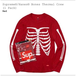 シュプリーム(Supreme)のXL 赤　Supreme®/Hanes® Bones Thermal Crew(Tシャツ/カットソー(七分/長袖))