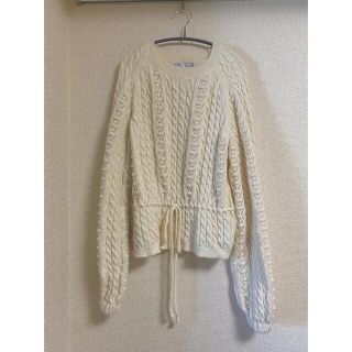 ザラ(ZARA)のZARA ローゲージニット ホワイト(Sサイズ)(ニット/セーター)