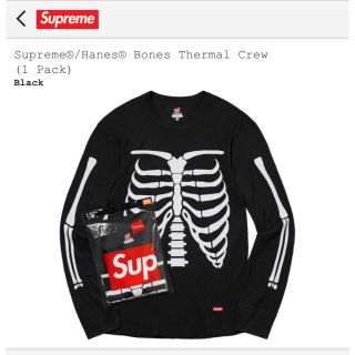 シュプリーム(Supreme)のSupreme Hanes Bones Thermal Crew Black L(Tシャツ/カットソー(七分/長袖))