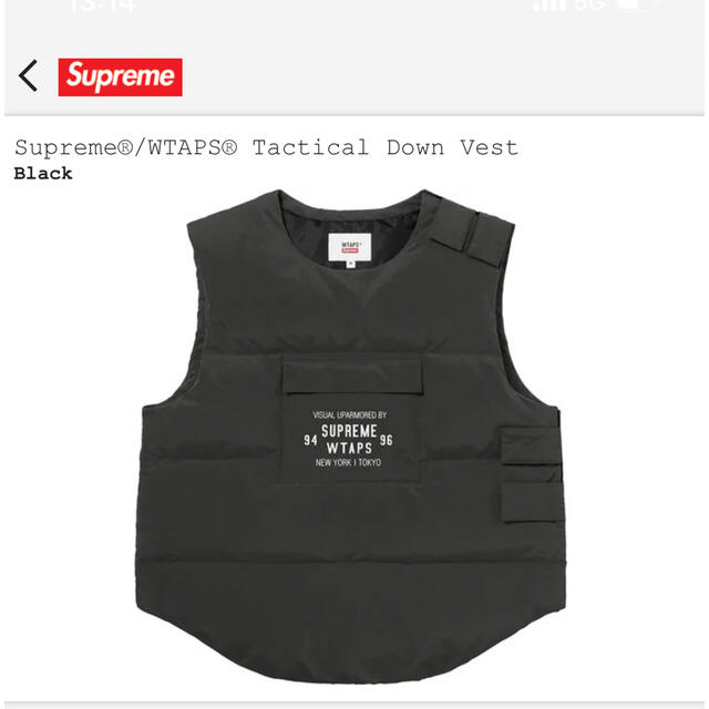 Supreme WTAPS Tactical Down Vest "Black"