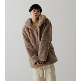 アズールバイマウジー(AZUL by moussy)のアズールバイマウジー moussy フラフィショールカラーコート キャメル(毛皮/ファーコート)