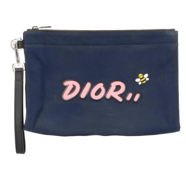 最安挑戦！ Dior - ディオール ×カウズ/KAWS　 レザー切替ロゴプリントクラッチバッグ クラッチバッグ