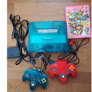 NINTENDO 64 - ニンテンドー64クリアブルー本体一式おまけソフト付の