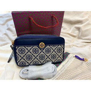 トリーバーチ(Tory Burch)の【新品】トリーバーチ  Tモノグラム ジャカード ダブルジップ ミニバッグ(ショルダーバッグ)