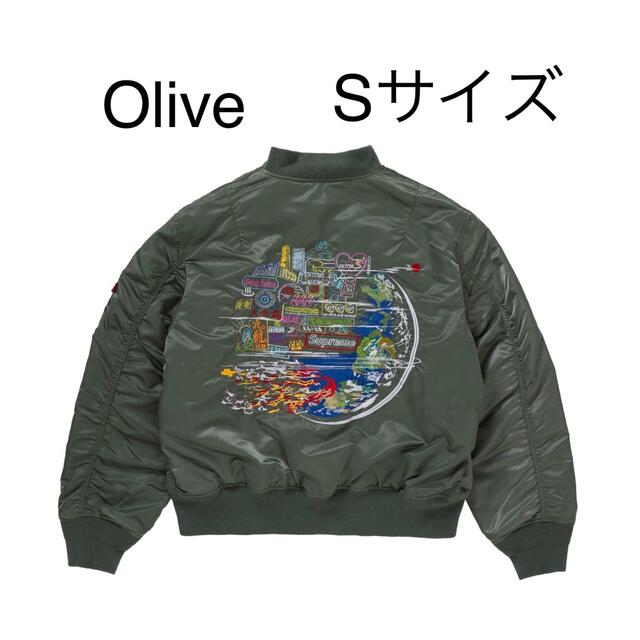 Supreme(シュプリーム)のSupreme Globe MA-1 Jacket Olive S 新品未使用 メンズのジャケット/アウター(フライトジャケット)の商品写真