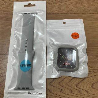 アップルウォッチ(Apple Watch)のAppleWatch 42/44mm シリコンカバー　ラバーバンド　グレー(ラバーベルト)