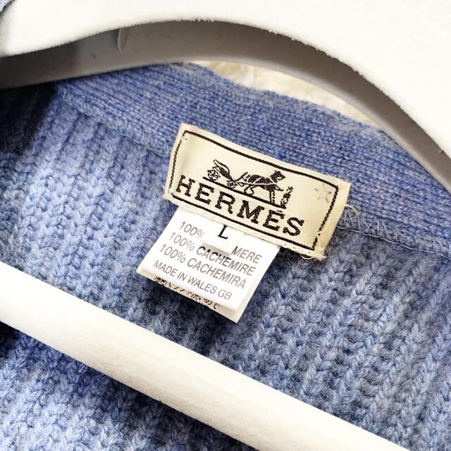 Hermes(エルメス)の美品　HERMES エルメス　カシミヤ　ブルー　ブルゾン　カーディガン　コート レディースのジャケット/アウター(ブルゾン)の商品写真