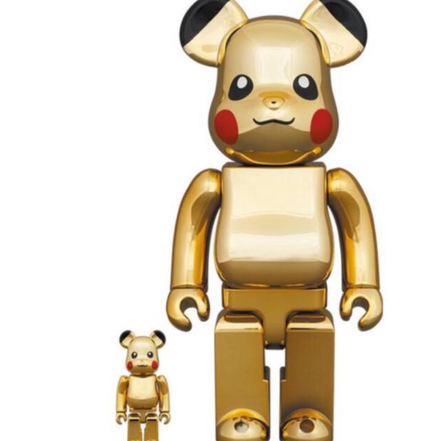 千秋BE@RBRICK ピカチュウ GOLD CHROME 100％ & 400％