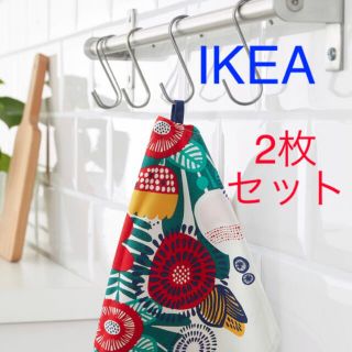 イケア IKEA キッチンクロス 花/マルチカラー 2枚【新品 未使用】(収納/キッチン雑貨)