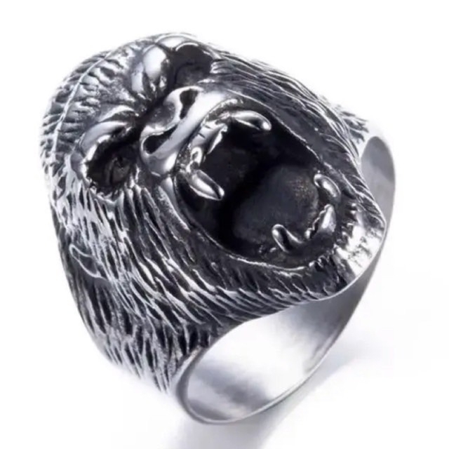 【SALE】リング　メンズ　指輪　シルバー　ゴリラ　動物　20号 レディースのアクセサリー(リング(指輪))の商品写真