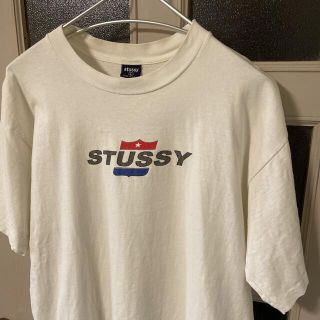 STUSSY ステューシー Tシャツ サイズ:M 90s OLD STUSSY オールドステューシー 紺タグ ドラゴン クルーネック 半袖 Tシャツ USA製 ネイビー 紺 トップス カットソー 90年代  【メンズ】