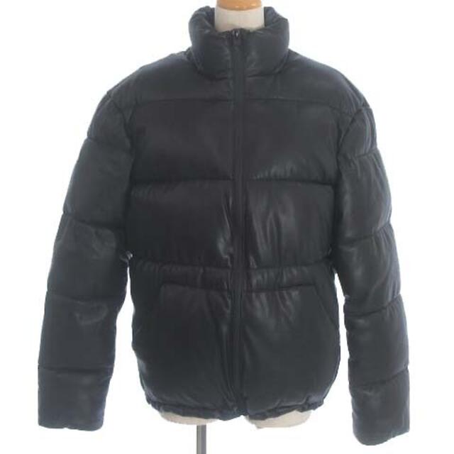 ザラ フェイクレザー パフジャケット 中綿 ジップアップ ブラック 黒 M52cm身幅