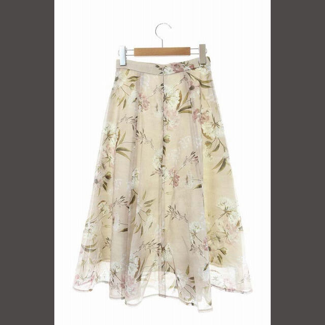 Rirandture(リランドチュール)のリランドチュール ロングスカート フレア シアーフラワープリント ピンク レディースのスカート(ロングスカート)の商品写真