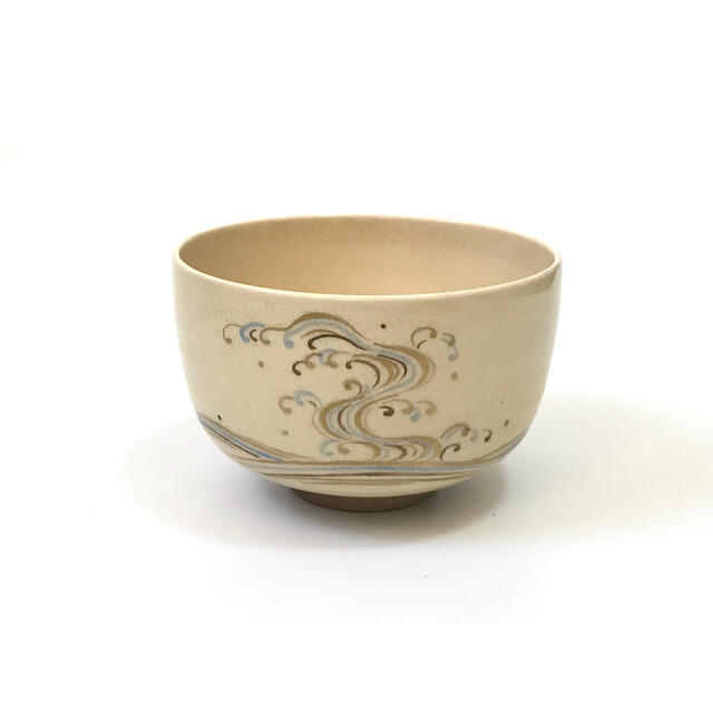 ひし型 428『灰釉 抹茶茶碗 共箱』良二 /骨董品 茶道具 古美術