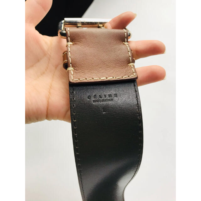 celine(セリーヌ)のRR045 CELINE【セリーヌ】ベルト ブラウン シルバー金具 L 　レザー レディースのファッション小物(ベルト)の商品写真