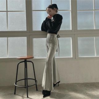 fiction tokyo バックリボンサイドスリットフレアパンツ