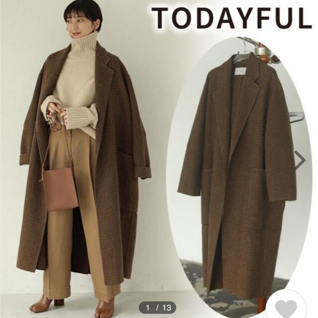 新品タグ付きTODAYFUL オーバーチェックコート