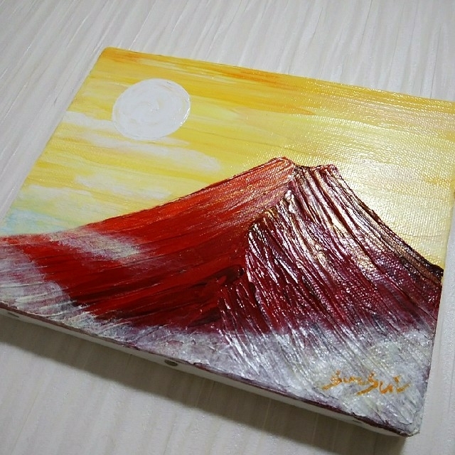開運縁起画*夫婦鳳凰飛翔赤富士~紅白梅~日本の風景 全体 金運 子宝