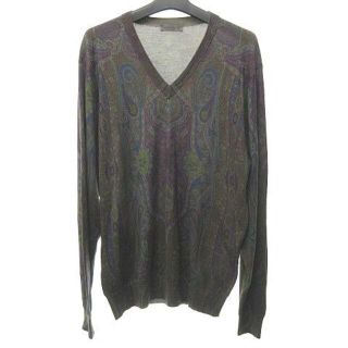 エトロ(ETRO)のETRO シルク混 カシミア混 ニット セーター  総柄 ペイズリー XL (ニット/セーター)