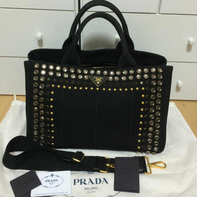 2022超人気 プラダ 美品 本物 - PRADA ショルダー付 バッグ ビジュー