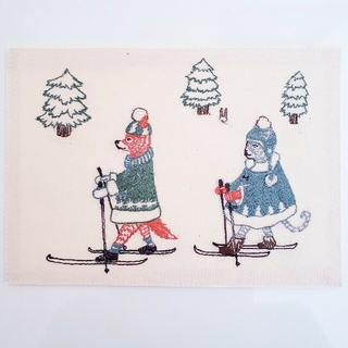 アッシュペーフランス(H.P.FRANCE)のコーラルアンドタスク　刺繍メッセージカード　スキー　キツネ　猫　うさぎ(写真/ポストカード)