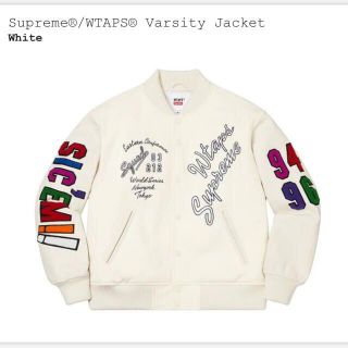 シュプリーム(Supreme)のsupreme wtaps varsity jacket 白 L(スタジャン)