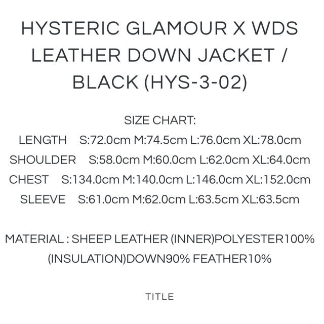 HYSTERIC GLAMOUR(ヒステリックグラマー)のHYSX WDS LEATHER DOWN JACKET メンズのジャケット/アウター(ダウンジャケット)の商品写真