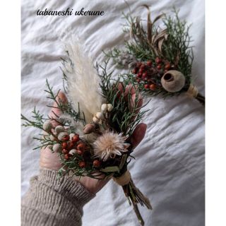 針葉樹を添えた クリスマスに飾る 手の平サイズ スワッグ 2束 ドライフラワー 針葉樹を添えた クリスマスに飾る 手の平サイズ スワッグ 2束 ドライフラワー