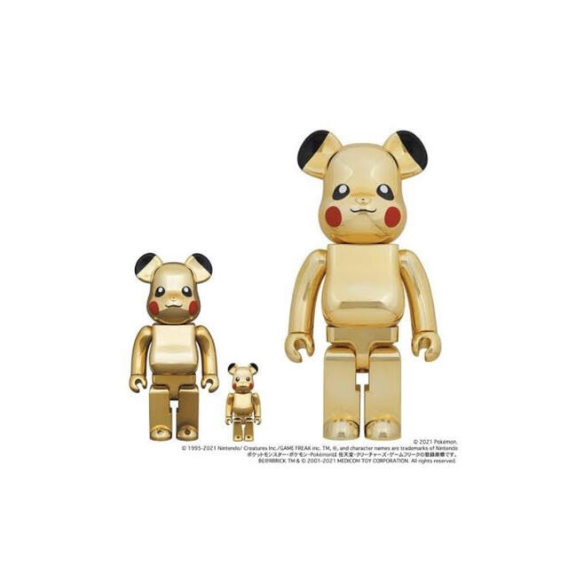 MEDICOMTOYBE@RBRICK ピカチュウ GOLD CHROME 100％ & 400％