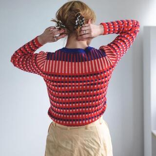 SANSeLF retoro border knit tops sanw 同型(ニット/セーター)