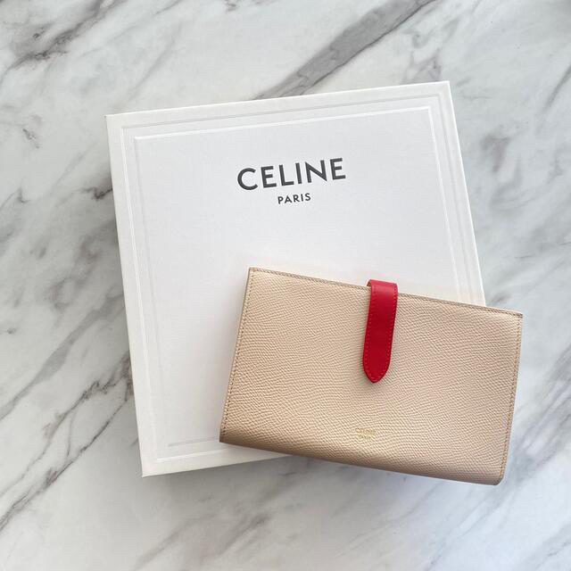 人気の贈り物が - celine ラスト１【新品】CELINE バイカラー 折り財布 ストラップ ラージ セリーヌ 財布