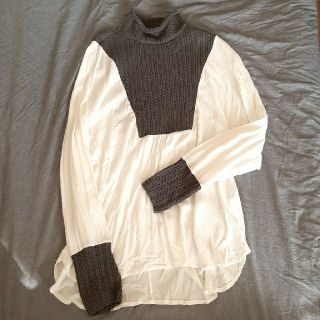 ザラ(ZARA)のZARA　ニットシャツ　Lサイズ(チュニック)