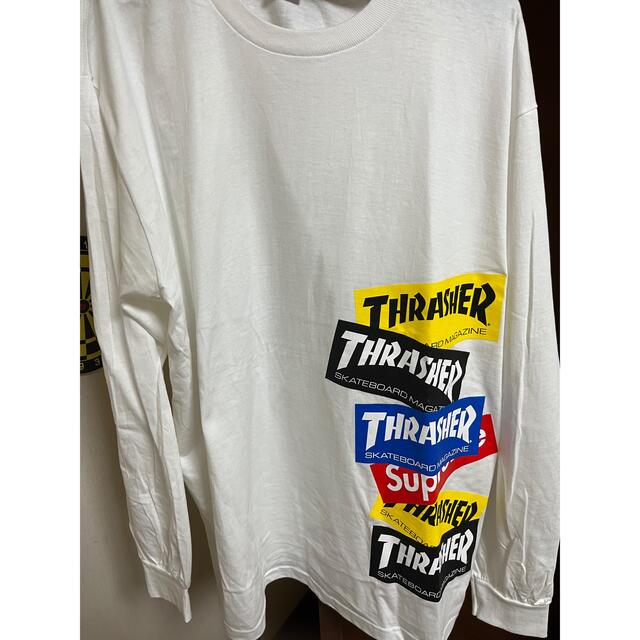 supreme thrasher L/S tee white