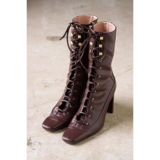 スナイデル(SNIDEL)のLace-Up Ankle Boots バーガンディ　38サイズ(ブーツ)