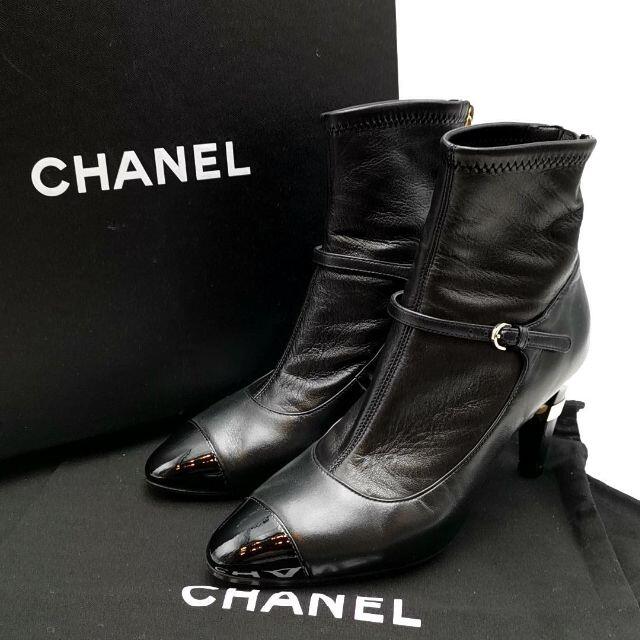 靴/シューズ超美品 シャネル CHANEL ショートブーツ レザー 01-21112903