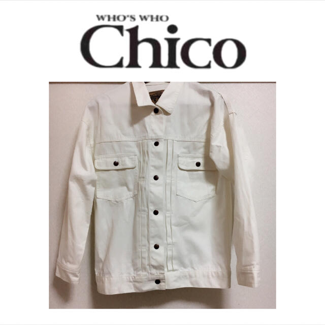 who's who Chico(フーズフーチコ)のwho's who chico ホワイトデニムジャケット レディースのジャケット/アウター(Gジャン/デニムジャケット)の商品写真