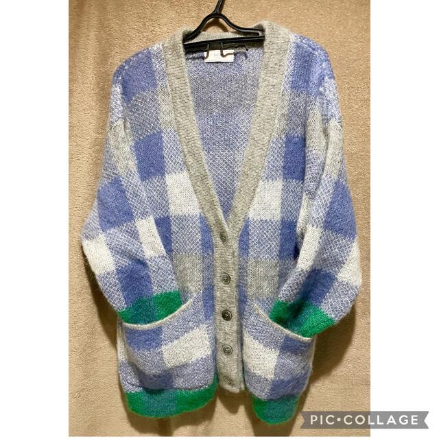 2021AWスローブイエナSLOBE IENAシャギーモヘアチェックカーディガンの