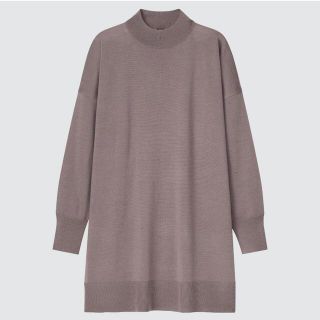 ユニクロ(UNIQLO)のUNIQLO エクストラファインメリノブレンドモックネックチュニックセーター M(ニット/セーター)