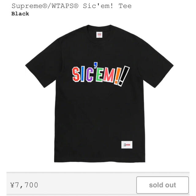 込・Mサイズ Supreme / WTAPS Sic'em! Tee 黒 - Tシャツ/カットソー ...