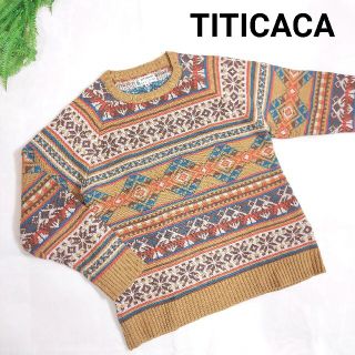 チチカカ(titicaca)のTITICACA ノルディック&オルテガ柄マルチカラー ニット 黄土色79834(ニット/セーター)