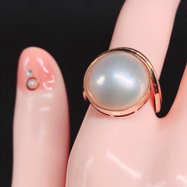 TASAKI】 マベパール リング 14号 K14WG 15mm 本真珠 お気にいる www